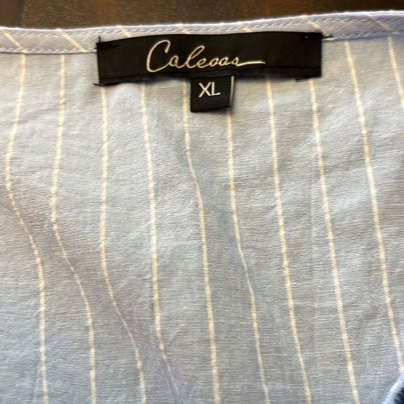 Calessa Patchwork Embroidered Split Round Neck 3/4 Tiered Ruffle Sleeve Tunic - Picture 6 of 11